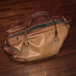 Vintage Hartman brown leather duffel bag 18x12x9